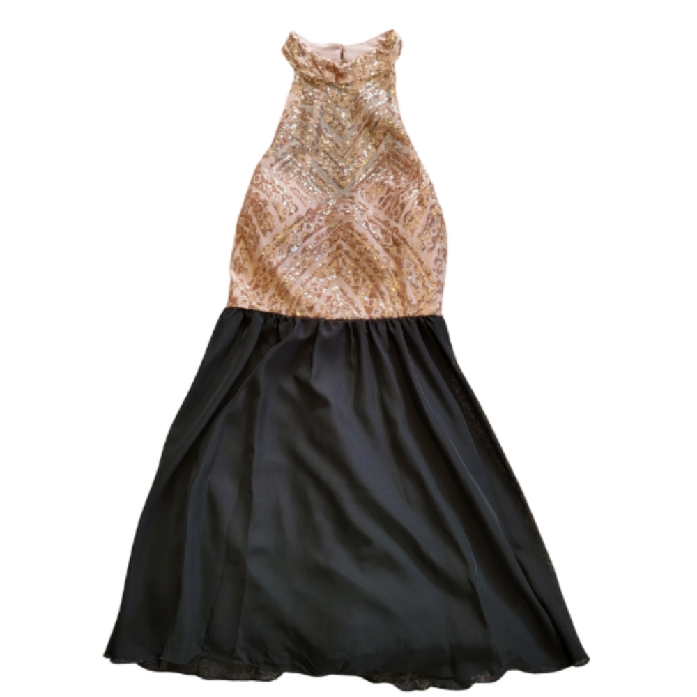 Black and Rose Gold Sequin Special Occasion Dress